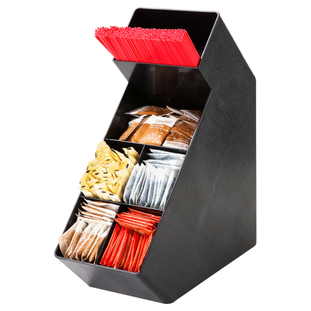 Organizador de 6 Compartimientos Plástico Negro para Restaurante HVB-B4006