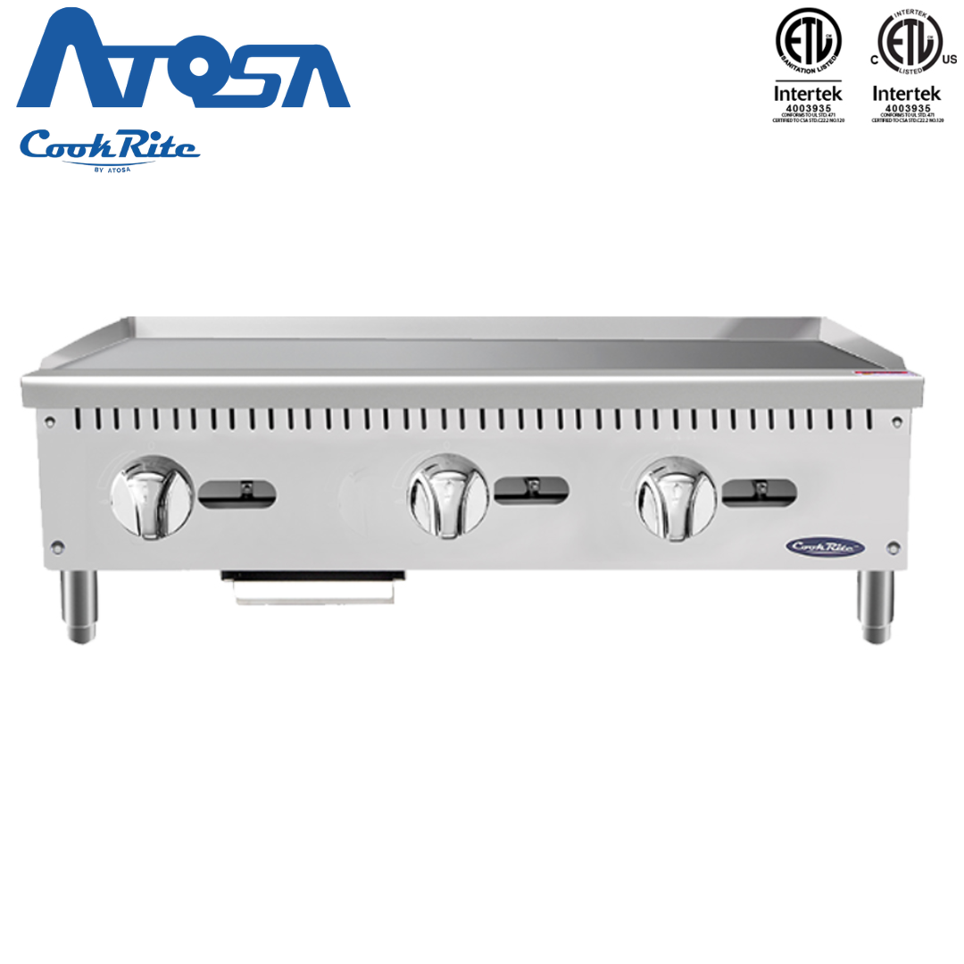 (PP) Plancha Industrial a Gas de 36"/90cm con Control Manual, 90,000 BTU – Acero Inoxidable Atosa ATMG-36