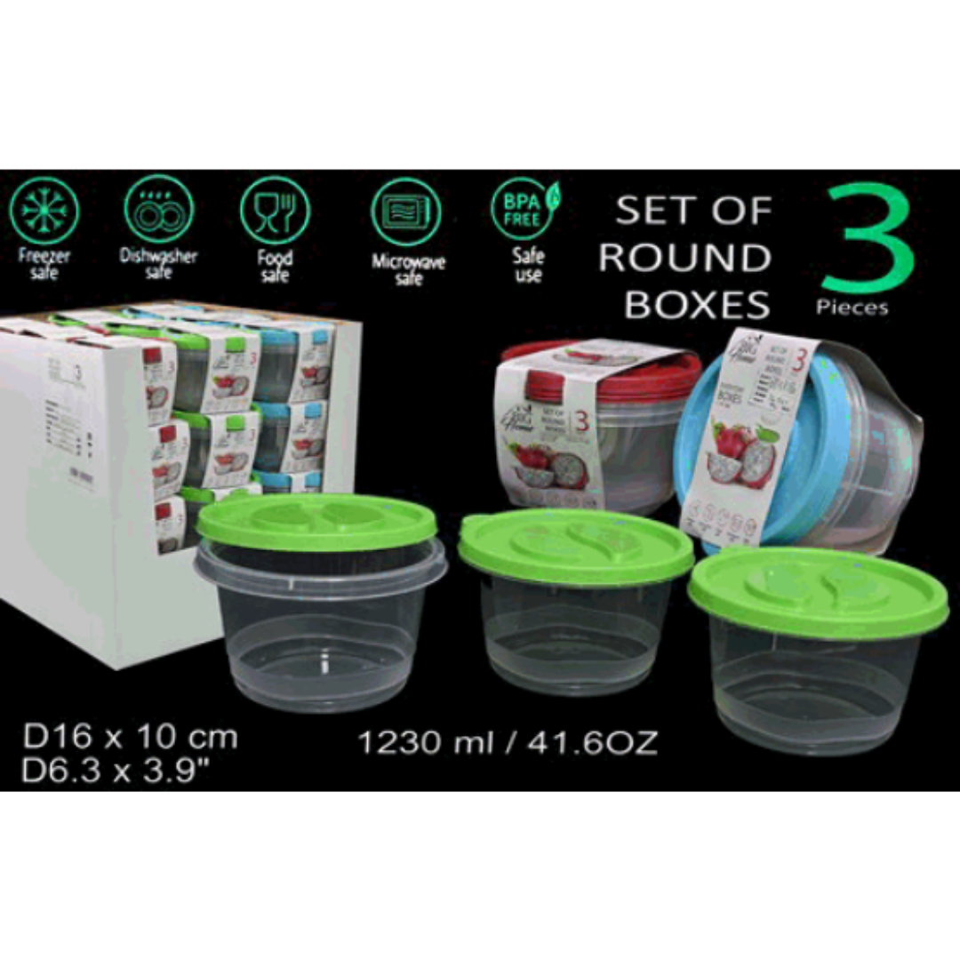 Set 3 Vasijas Plásticas Redondo con Tapa BG-TLT-022