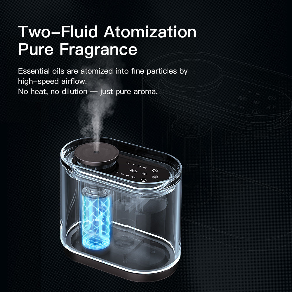 (LLEGANDO 19 DE JUNIO) Difusor de Aromas de Aceites Esenciales 60ml para Área de 50m2 con Reloj Diseño Moderno Negro A-T370