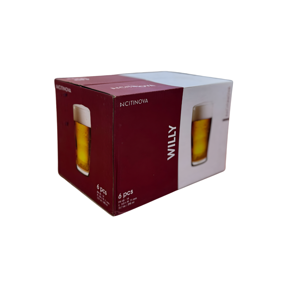 Set 6 Vasos de Vidrio 390ml Willy Citinova BW-45-14