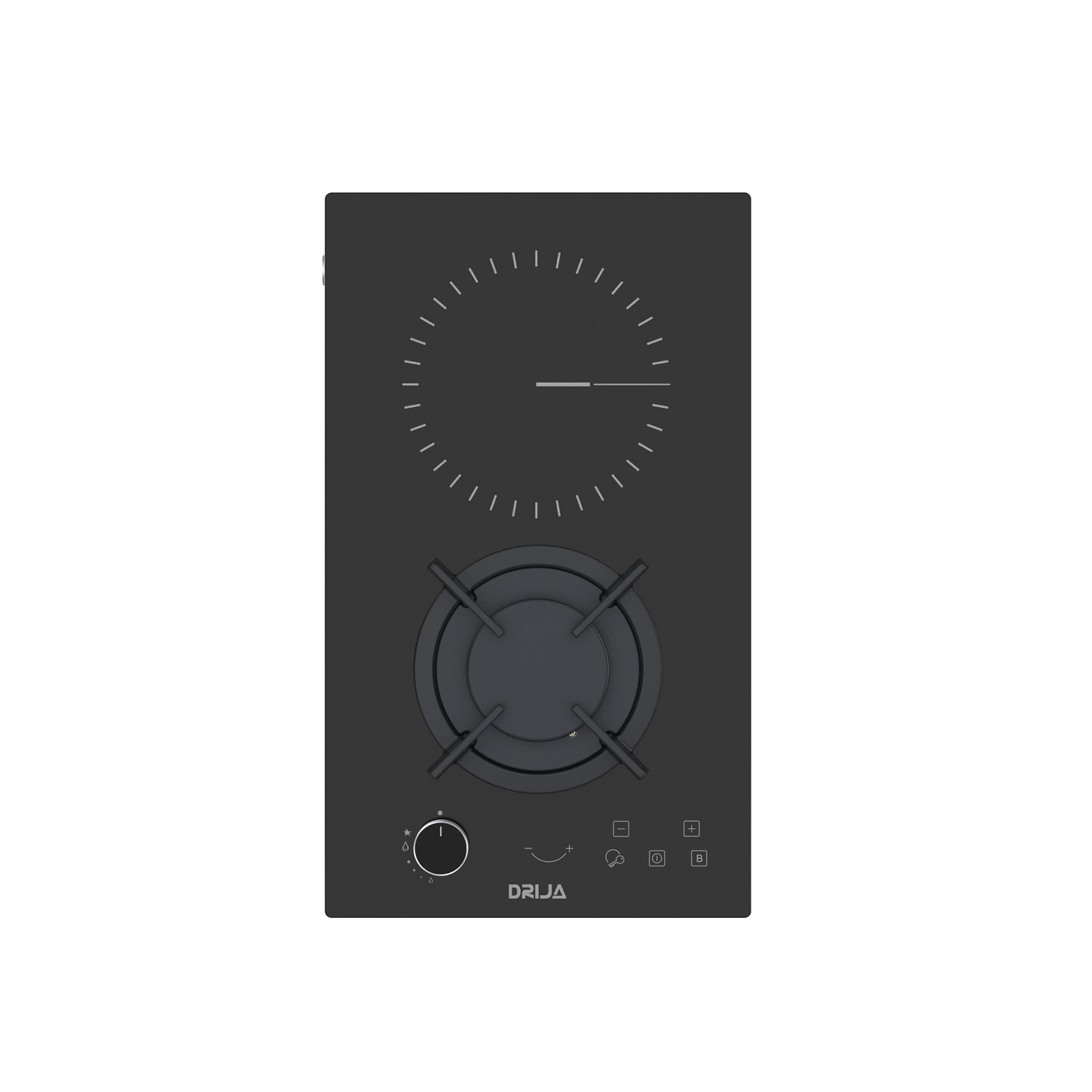 Estufa Empotrable Dual Gas y Eléctrica 2 Quemadores Vitrocerámica Negra Sicilia 30 Drija