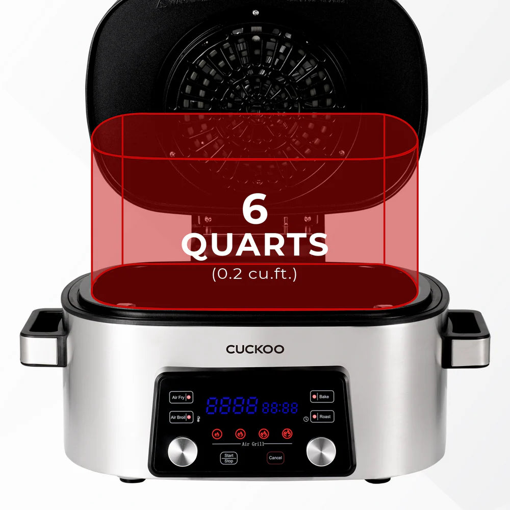 Freidora de Aire Cuckoo CAFG-A0601S 6 Qt | Air Grill Multifuncional de Acero Inoxidable