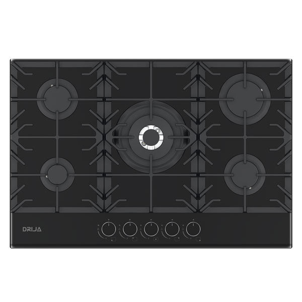 Estufa Empotrable 30" 5 Quemadores a Gas Vidrio Templado Vitrocerámica Negro Toscana 76 PRO-B Drija