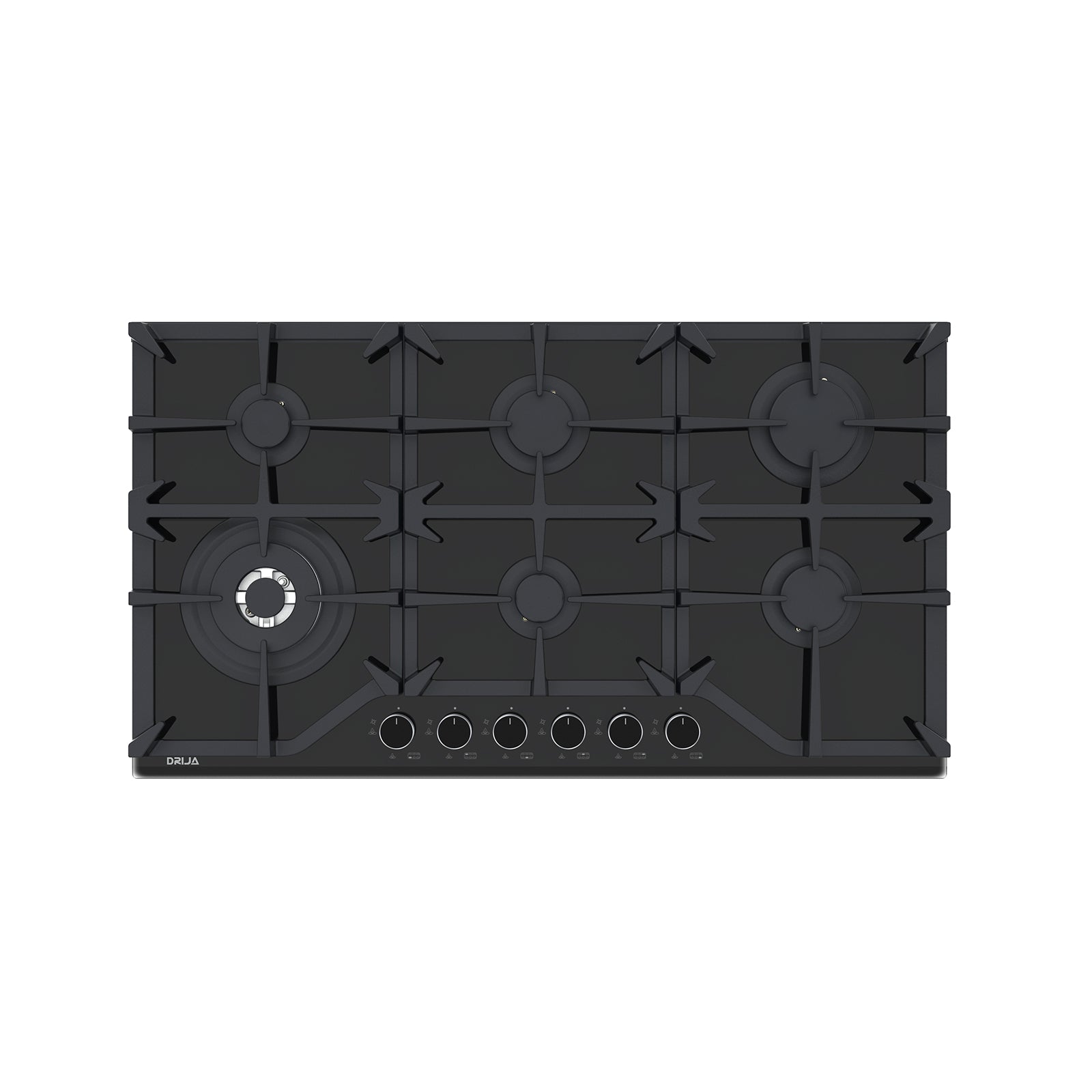 Estufa Empotrable 6 Quemadores 36" Vidrio Templado Negro Toscana 91 Drija
