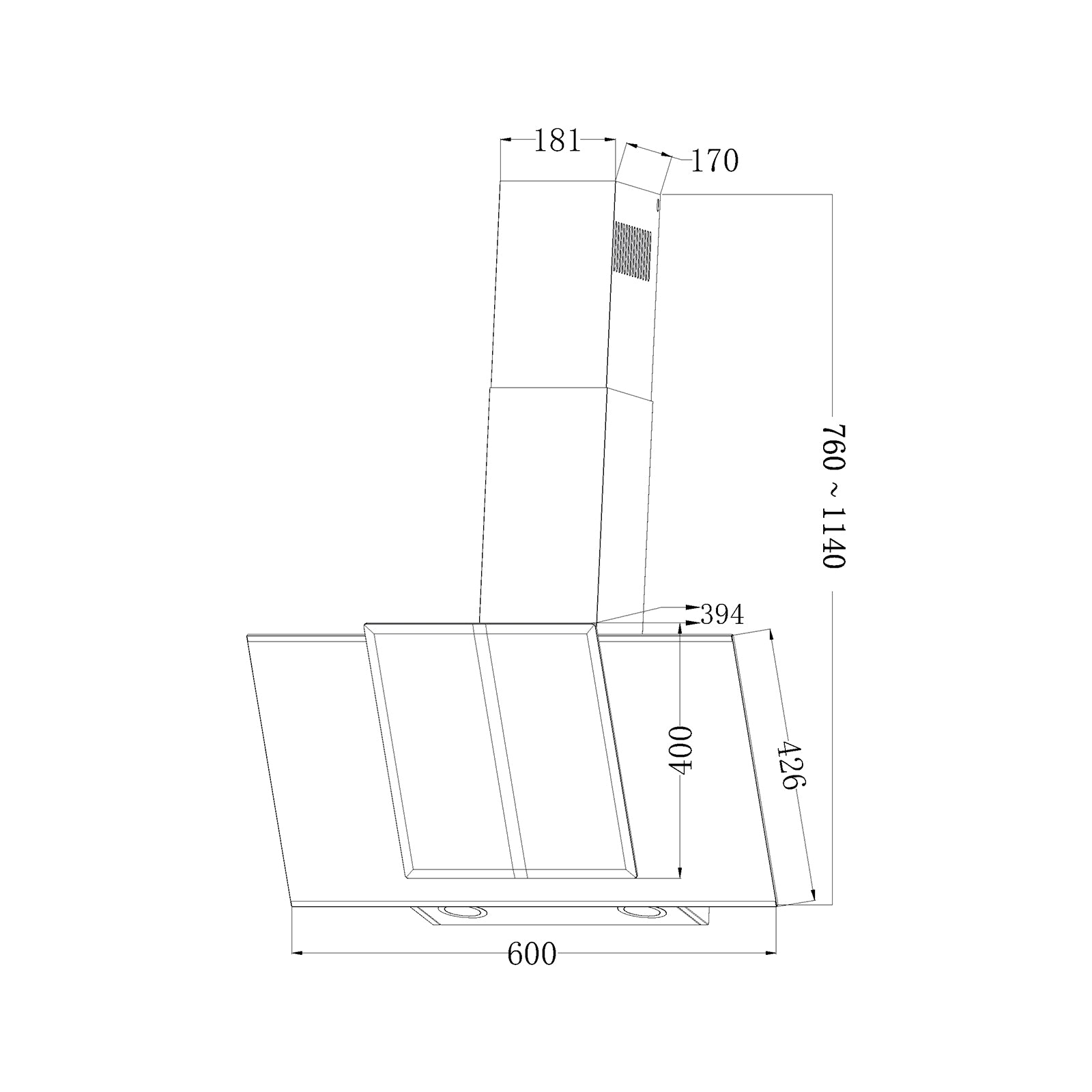 Extactor de Grasa Vidrio Negro Triangolo 60 Drija