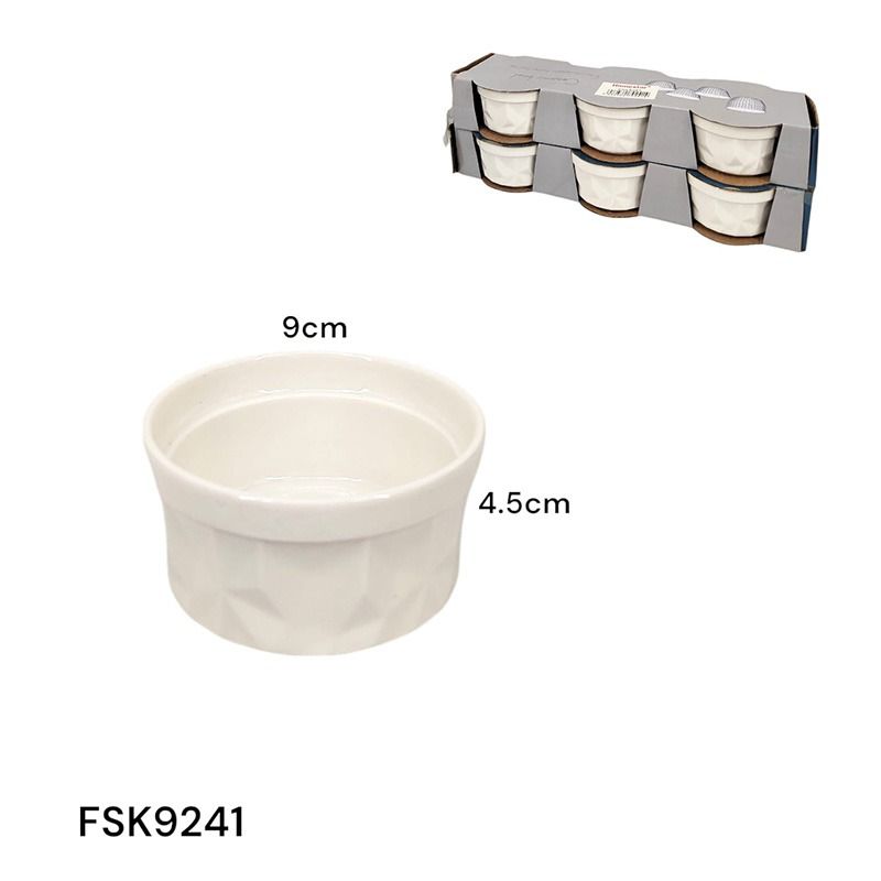 Set 6 Ramekin de Cerámica Blanco 9x4.5cm FSK9241