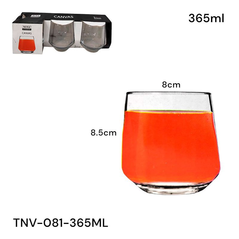 Set 3 Vasos de Vidrio 365ml Canvas TNV-081-365ML