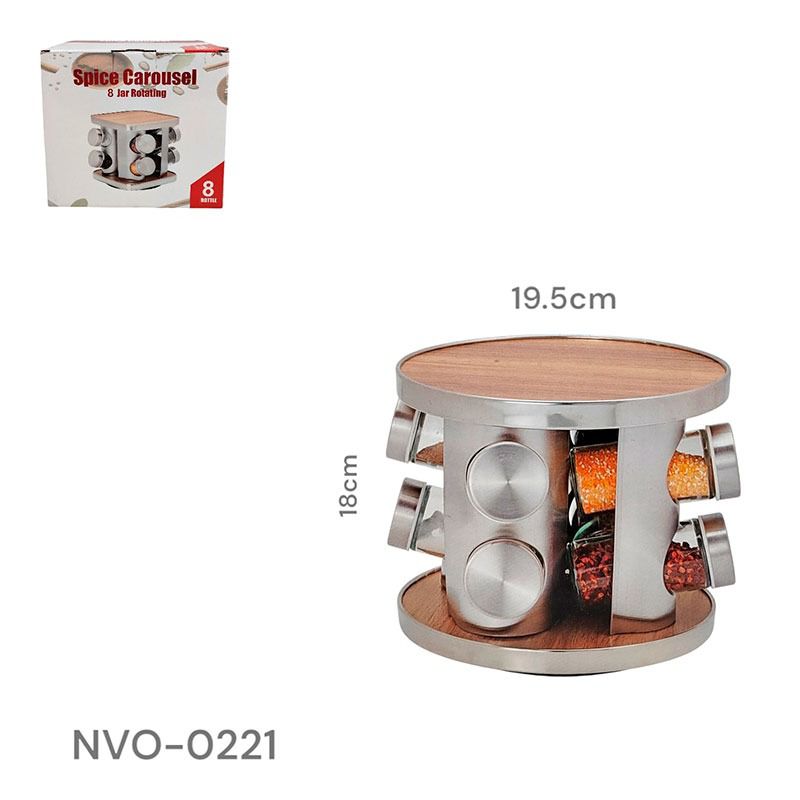 Set de 8 Condimenteros de Vidrio Giratorio NVO-0221