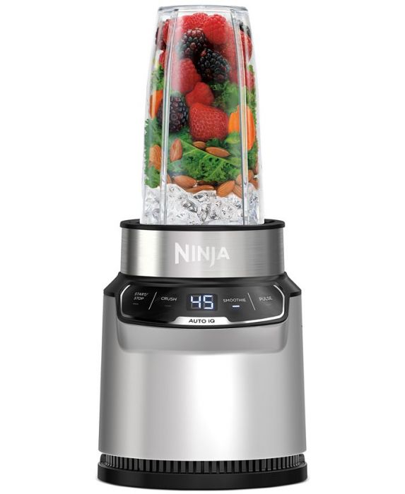 Ninja BN401-A Nutri Pro - Licuadora personal compacta, tecnología Auto-iQ,  1100 vatios de pico, para bebidas congeladas, batidos, salsas y más, con