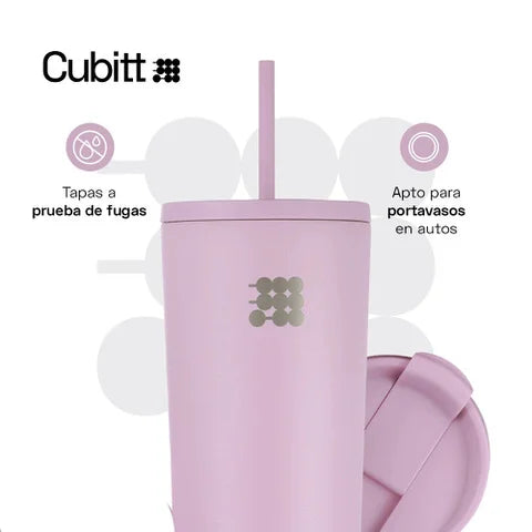 Termo con Carrizo de Acero Inoxidable 16oz con Tapa Hermética Lila Cubitt CT-MUG4