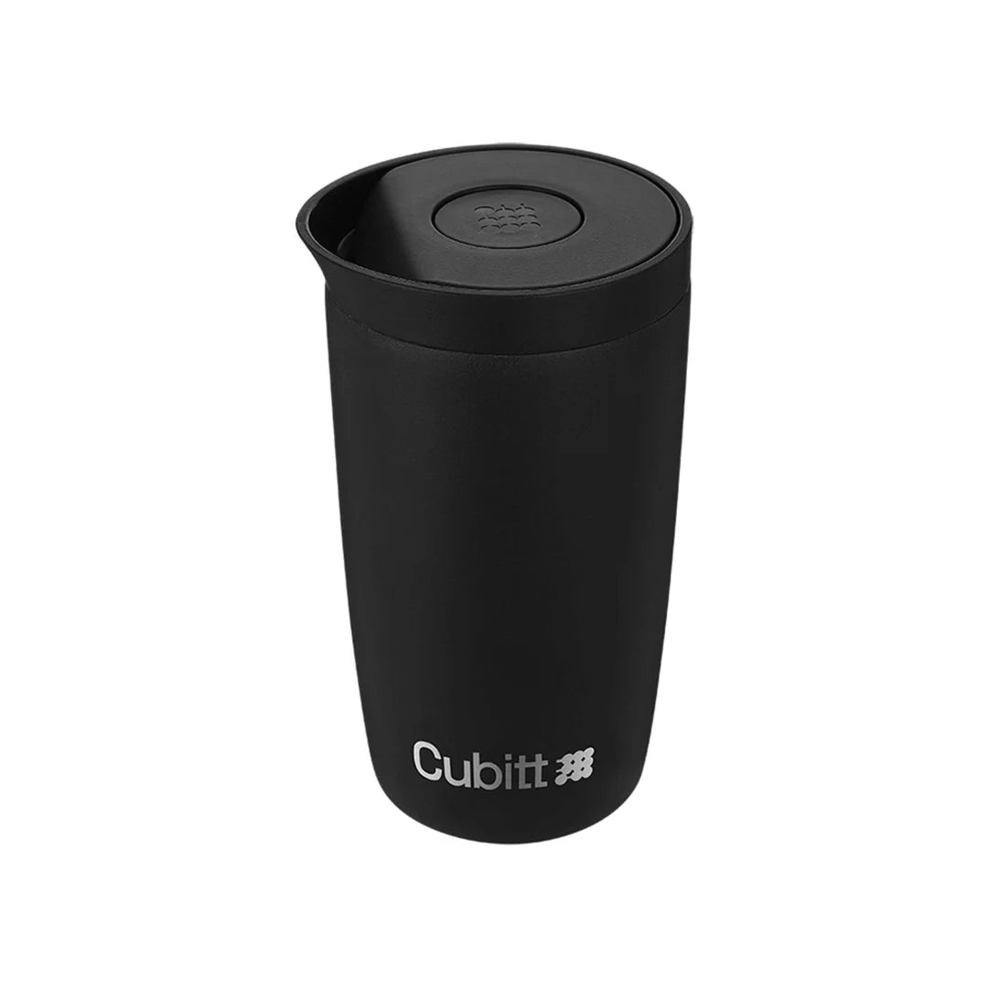 Vaso Mug Termo para Café con Interior Cerámico 12oz Tapa Press & Lift Negro Cubitt CT-COF1