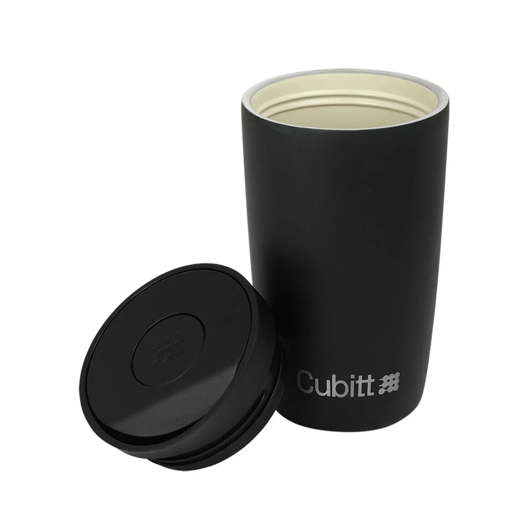 Vaso Mug Termo para Café con Interior Cerámico 12oz Tapa Press & Lift Negro Cubitt CT-COF1