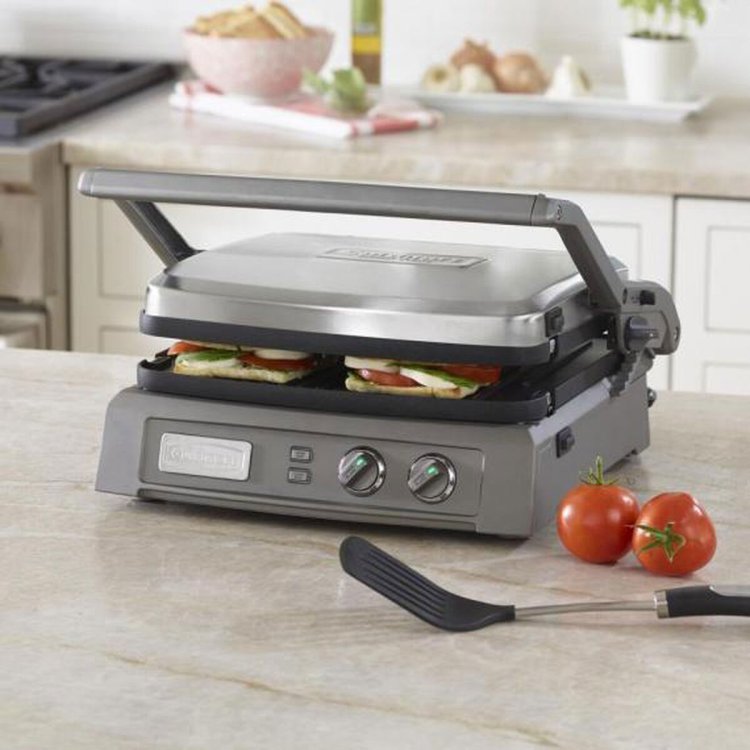 Plancha Panini Eléctrica Deluxe de Acero Inoxidable 1800W Cuisinart GR-150NAS