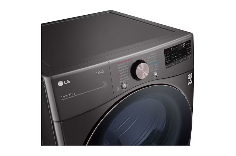 Secadora a Gas Carga Frontal 22kg con TurboSteam & SmartThinQ(Wi-Fi) Acero Negro LG DF22BV2BR