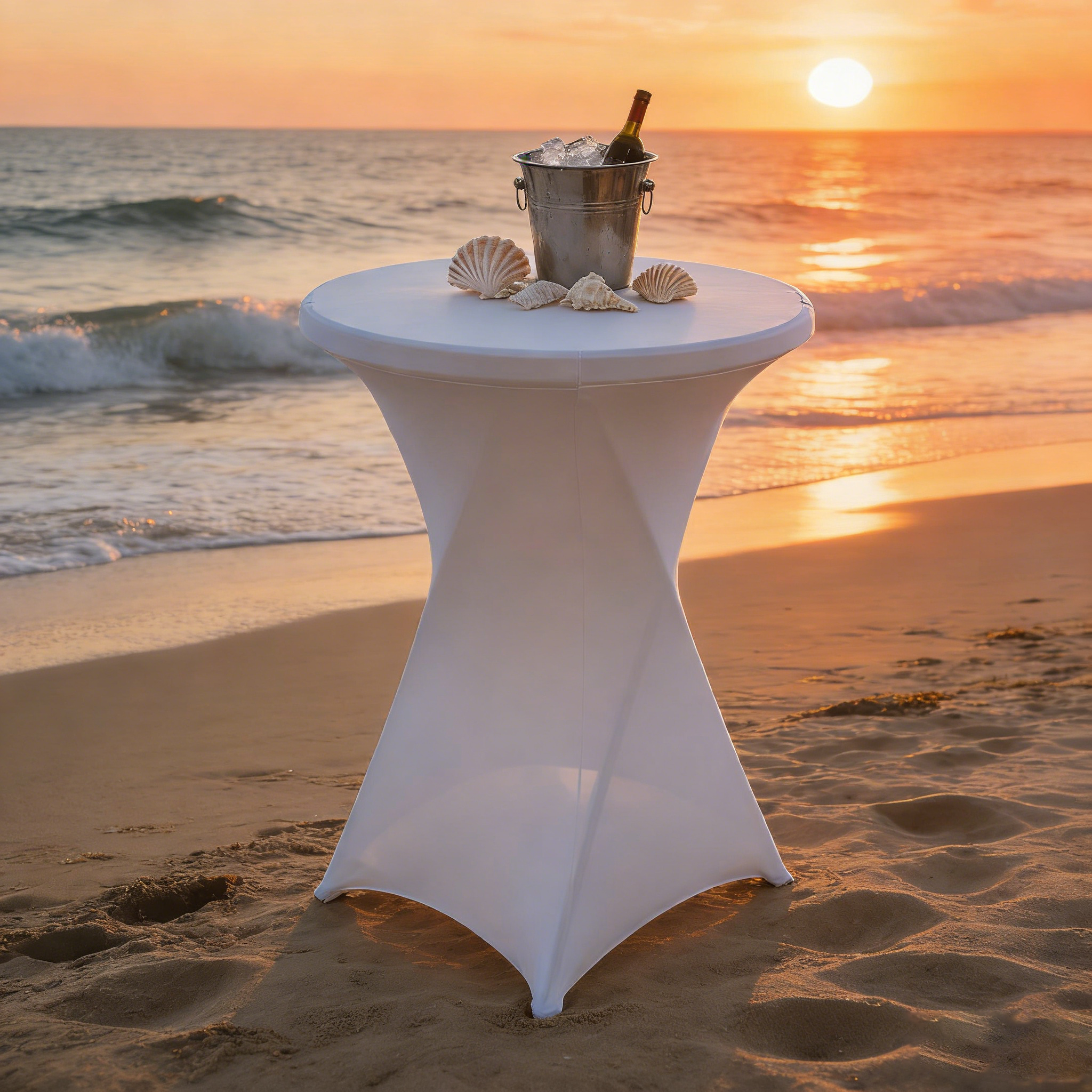 (LLEGANDO 3 DE JULIO) Mantel Elástico para Mesa Alta Coctelera 110x80cm | Forro Ajustable Blanco para Eventos, Bodas y Fiestas AJ-17711