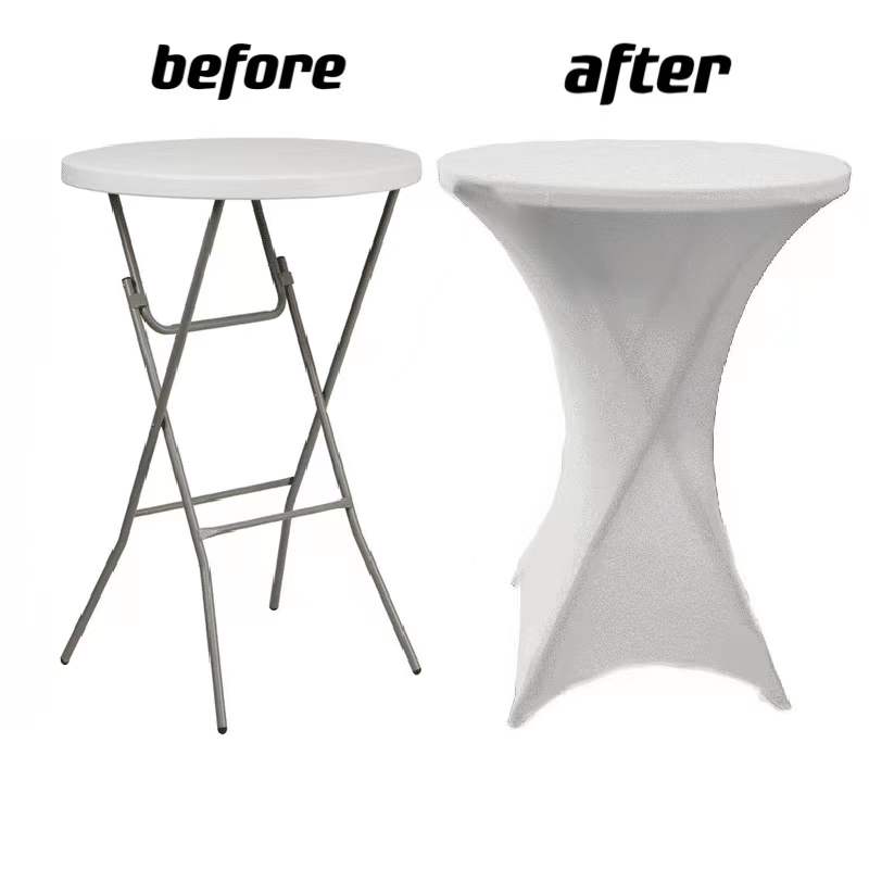 (LLEGANDO 3 DE JULIO) Mantel Elástico para Mesa Alta Coctelera 110x80cm | Forro Ajustable Blanco para Eventos, Bodas y Fiestas AJ-17711