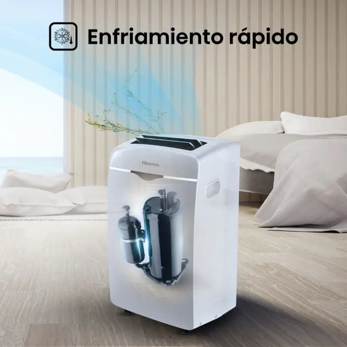 Aire Acondicionado Portátil 12,000 BTU R-32 Bajo Ruido Timer 24 Horas Hisense AP-12CW1RNXS20