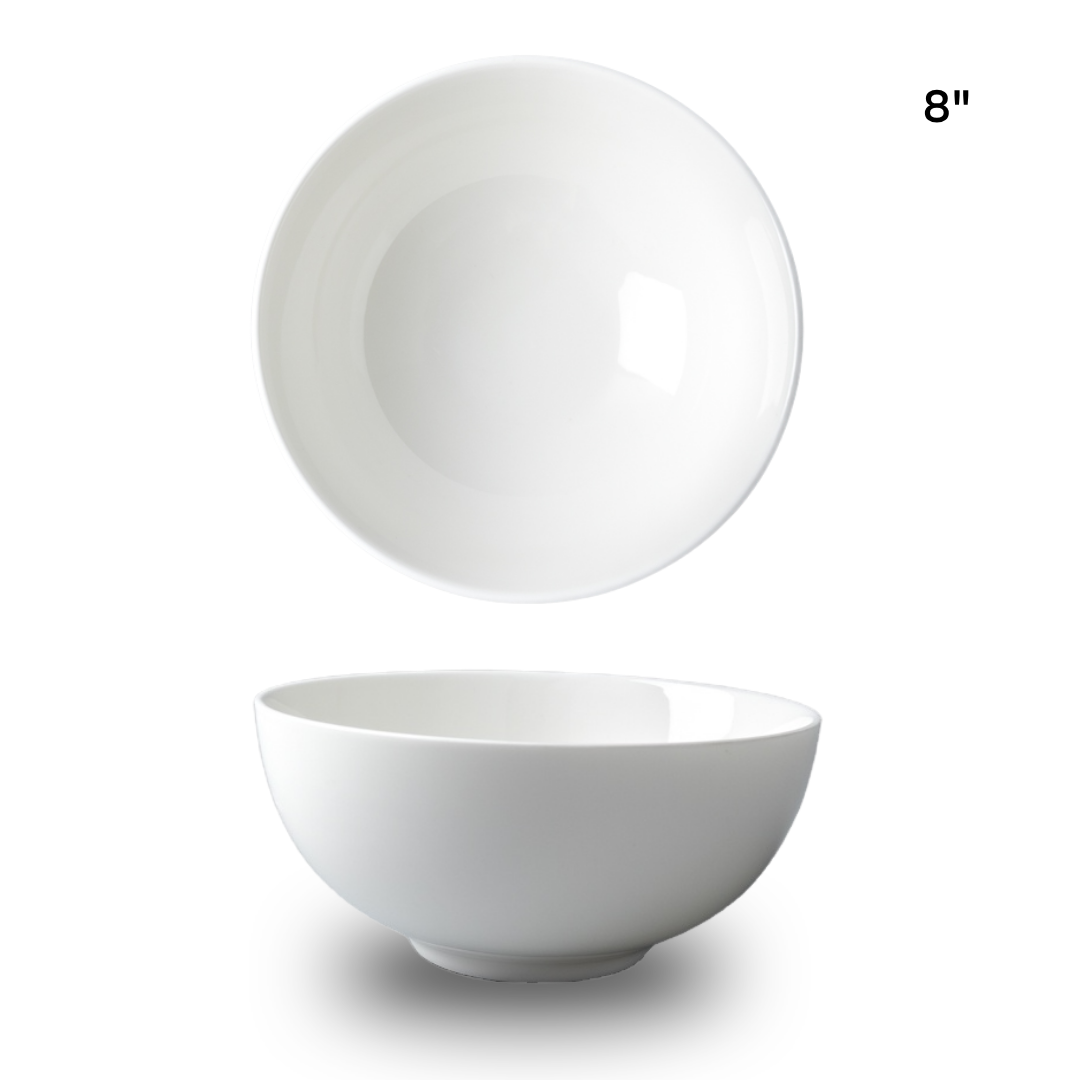 (LLEGANDO 5 DE MAYO) Bowl Plato de Cerámica 8" Blanco FSK11140