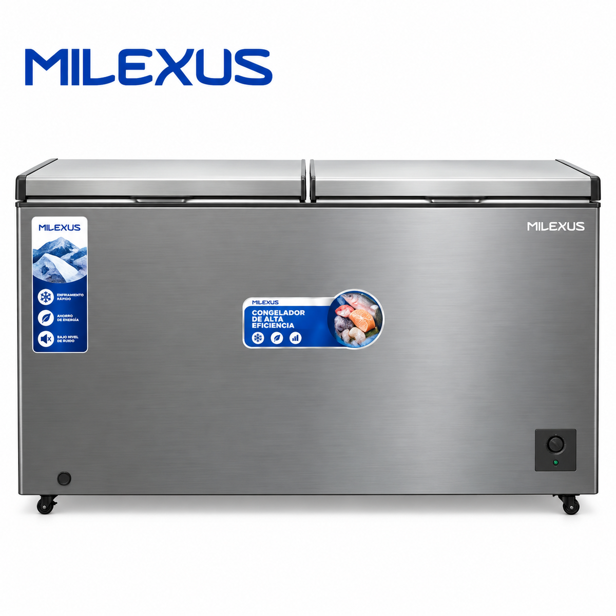 Congelador Horizontal Gris Milexus de 25 Pies Cúbicos (719 Litros) Doble Puerta, R290, 110V Color Gris ML-CF-719-110V