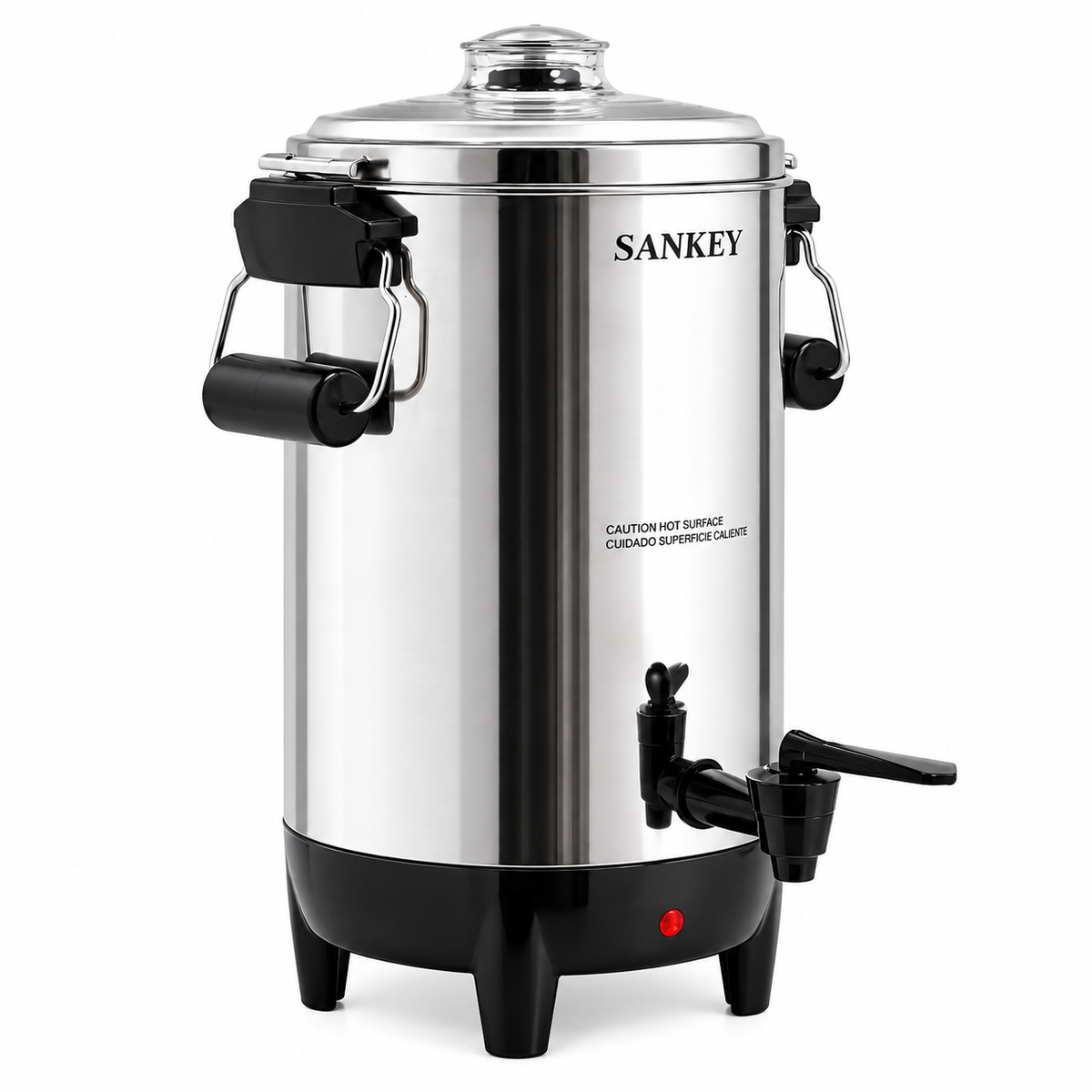Cafetera Eléctrica Percoladora Sankey de 30 Tazas 1000W en Acero Inoxidable con Grifo Dispensador CM-3012