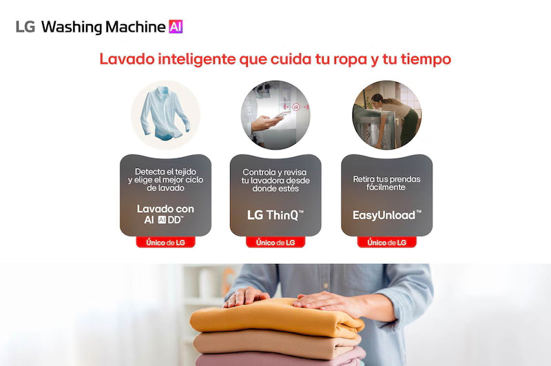 Lavadora Automática Carga Superior 15kg AI DD Negro Onyx LG WT15OBTX6