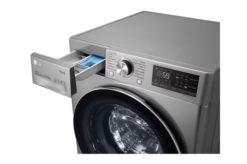 Centro de Lavado Lavadora y Secadora 2en1 14kg/8kg Eléctrico Carga Frontal con 6 Motion DD Motor Inverter AI Direct Drive Color Acero ThinQ LG WD14VV3S6C
