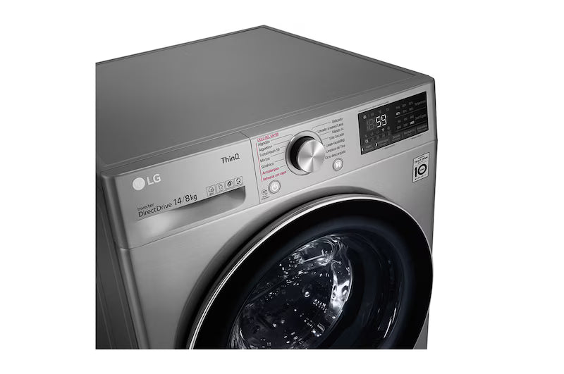 Centro de Lavado Lavadora y Secadora 2en1 14kg/8kg Eléctrico Carga Frontal con 6 Motion DD Motor Inverter AI Direct Drive Color Acero ThinQ LG WD14VV3S6C