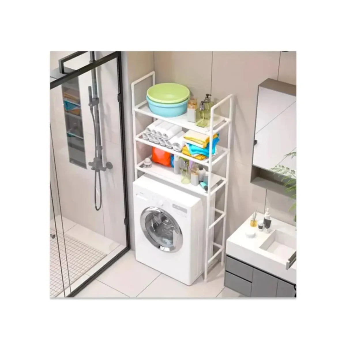 (LLEGANDO 27 DE MARZO) Estante Organizador para Lavandería Metal Blanco 155x72cm NS432703