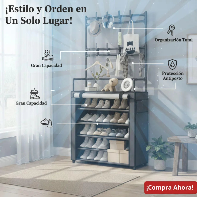 (LLEGANDO 27 DE MARZO) Zapatero Organizador Diseño Moderno Negro 154x80x30cm FSK10953